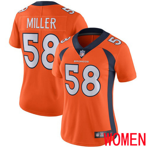 Women Denver Broncos #58 Von Miller Orange Team Color Vapor Untouchable Limited Player Football NFL Jersey